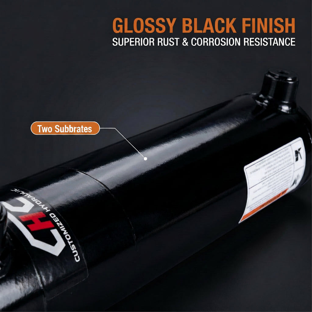 CBU Hydraulic Cylinder Glossy Black Finish Surface Treatment