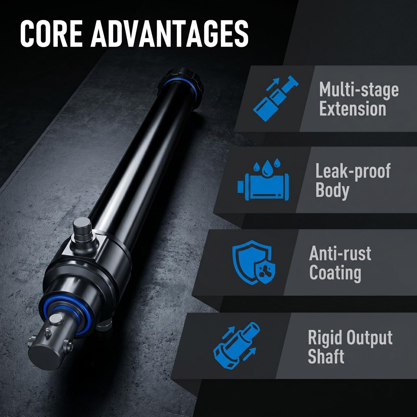 CTC 12 Tons Telescopic Hydraulic Cylinder Core Advantages and Features